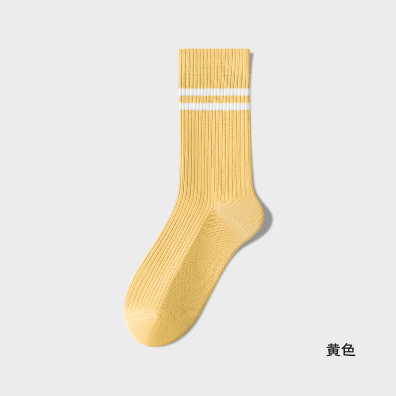 Picture of dopamine socks women's parallel bars mid-tube socks summer thin cotton sweat-absorbent sports socks summer striped boneless stockings