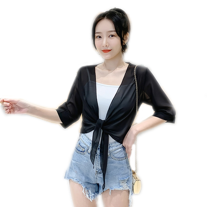 Picture of Small Shawl Coat Women's 2025 Summer New Arrival Small Waistle All-Match Chiffon Sunscreen Ultra-Thin Short Outer Cardigan