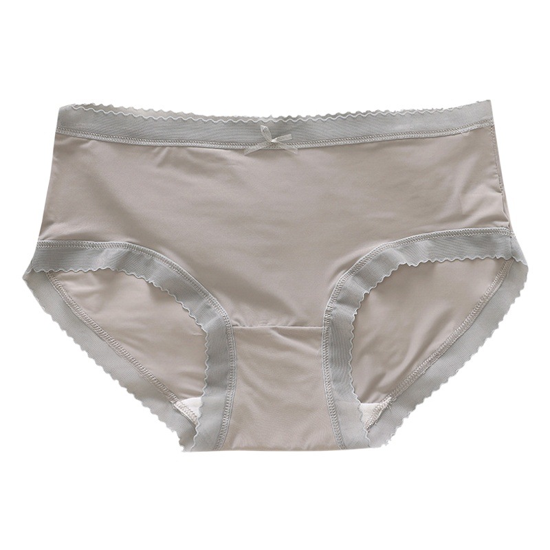 Sexy nude translucent seamless Ice Silk women's underwear summer thin cotton crotch mid-waist breathable briefs