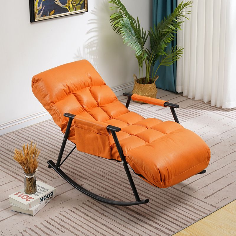 Technology Cloth Internet Celebrity Rocking Chair Balcony Bedroom Lounge Chair Single Lazy Sofa Folding Lunch Break Rocking Chair with Footrest