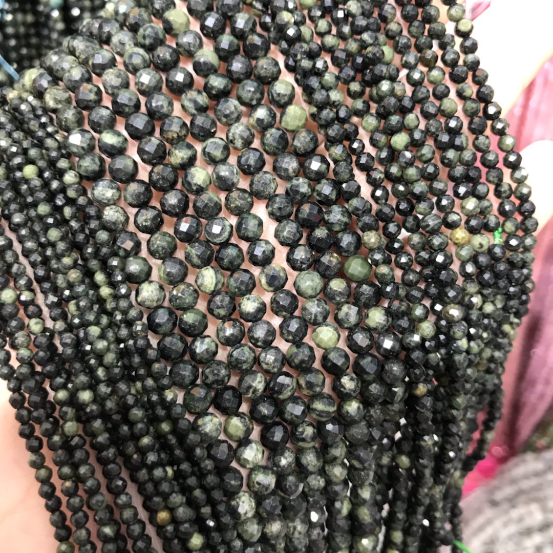 Picture of 2/3/4mm Sparrow green eye stone cut surface small round beads loose beads semi-finished products wholesale DIY handmade jewelry accessories