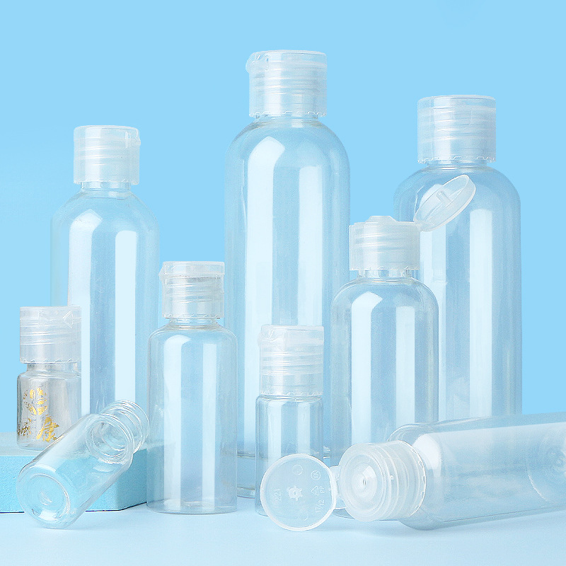 In stock wholesale 5-100ml plastic bottle butterfly lid flip lotion bottle PET transparent bottle cosmetic sub-bottle