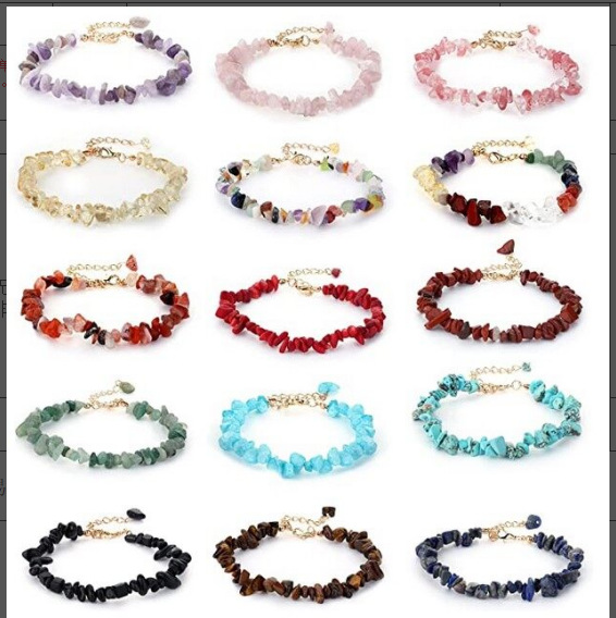 Amazon Explosions Beach Bohemian Color Irregular Gravel Natural Stone Anklets Anklets Spot Wholesale