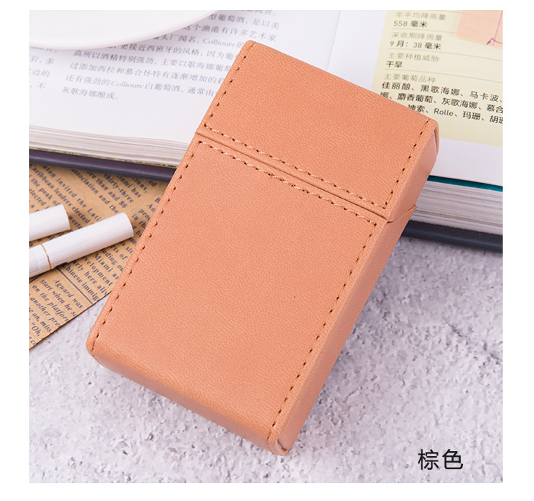 Picture of Pu Leather Flip-Top 20-Pack Thick Cigarette Box Creative Stylish Moisture-Proof Leather Men's Cigarette Box Manufacturer Wholesale