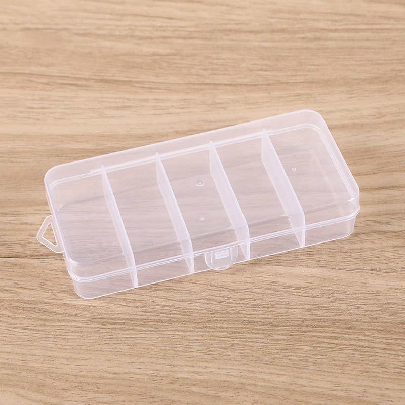 Factory wholesale 5 fixed transparent plastic storage box parts jewelry box fishing gear hook finishing box