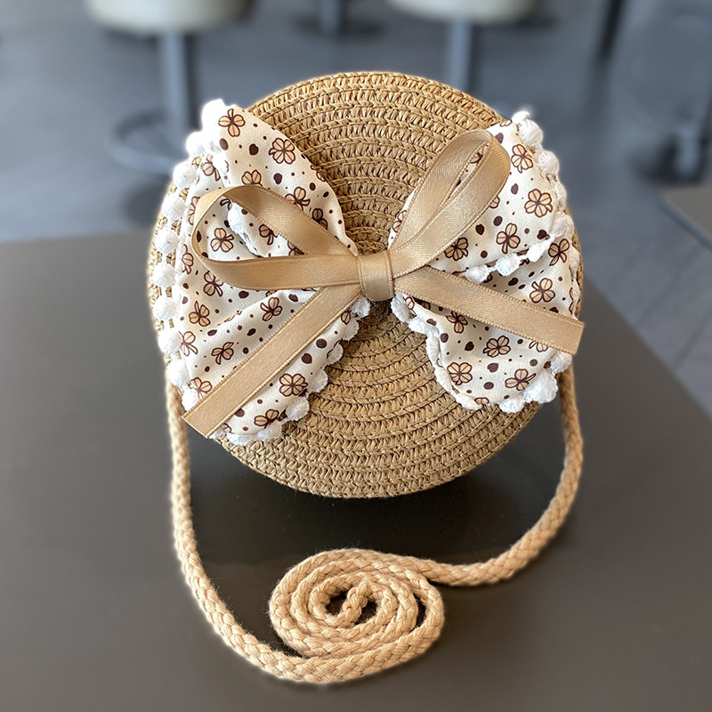 Picture of Children's Sunscreen Hat Summer Girl's Sunshade Straw Hat Bag suit Girl Baby Girl Western-style Lace Princess Beach Hat