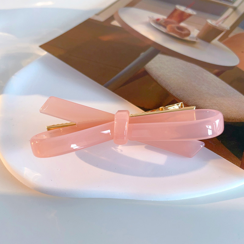 Picture of French Classic Bow Hairpin Acetic Acid Fresh Girl's Side Bangs Clip Cross Hollow Bow Tie Hairpin