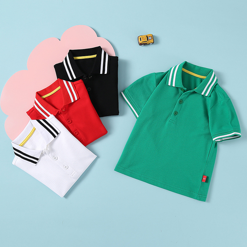 Picture of Mi Chun Boys Short-Sleeved Polo Shirt T-Shirt 2025 Summer New Kidsren's Clothing K-Style Cartoon Lapel Baby Undershirt t