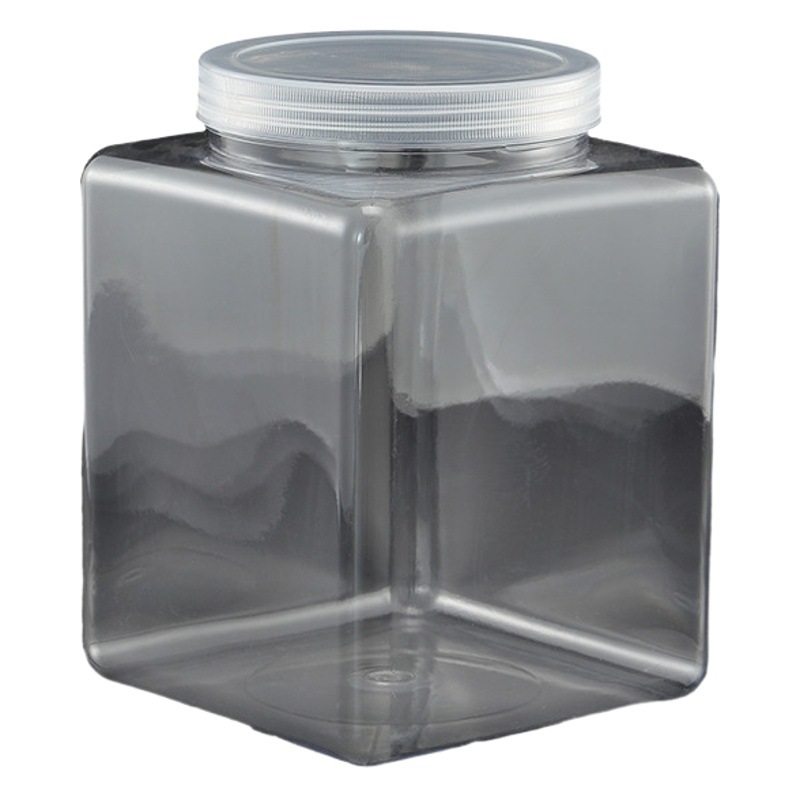 PP material plastic screw cap packaging bottle square bottle wide mouth storage tank universal transparent sealed moisture-proof jar