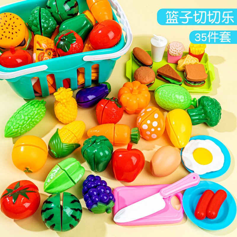 Picture of Fruit-cutting Toys Che Che Le Girl Simulation Vegetable Cake Basket Children's Play Kitchen Toy suit