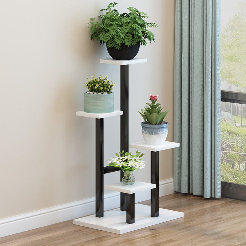 Balcony Wrought Iron Flower Rack Living Room Decorative Flower Pot Rack Green Radish Floor-Standing Flower Rack Indoor Multi-Layer Storage Rack Modern