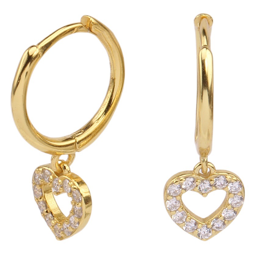 S925 sterling silver micro inlay love earrings simple fashion cold wind earrings temperament net red ear buckle foreign trade hot sale