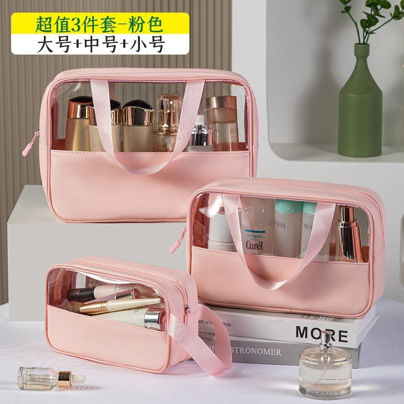 Picture of Portable Transparent Cosmetic Bag, Large Capacity, Portable Waterproof Toiletry Bag, Multi-Functional Storage Bag, Transparent Splicing