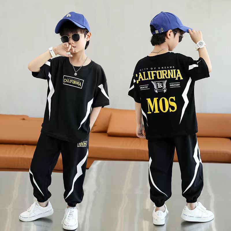 Children's Clothing Boys Summer Suit 2024 New Children's Little Boy Clothes Summer Korean Short-sleeved Two-piece Handsome Suit