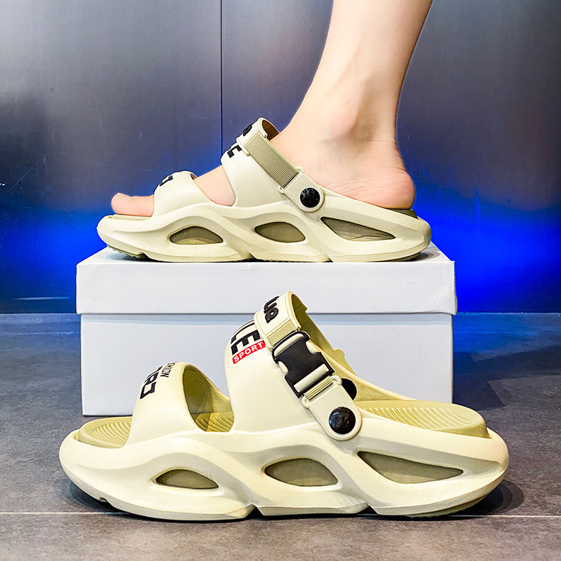 Men's slippers wear non-slip thick soles outside in summer, bathroom beach sports, driving dual-purpose odorless sandals for men