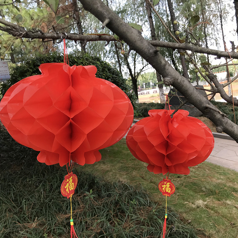 Picture of New Year's Day New Year Wedding Festive Folding Paper Lantern Opening Holiday Outdoor Decorative Plastic Red Paper Small Lantern Wholesale