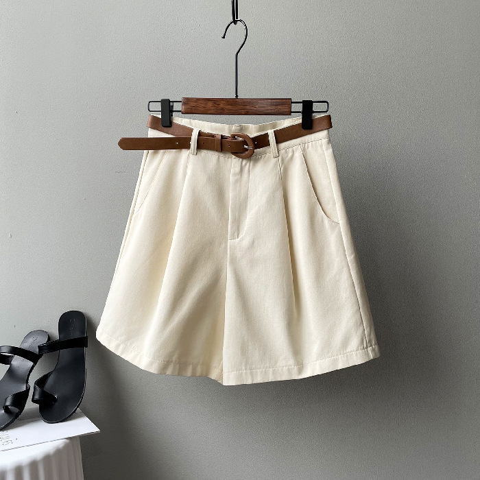 Picture of khaki Workwear Shorts Women's Summer Thin High Waist Slimming Loose Wide-leg Mid-length Pants Casual Suit Trendy Pants