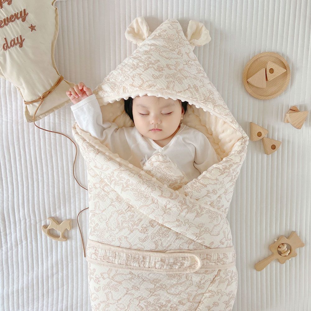 Picture of Autumn and Winter Cotton Baby's Ear Coated Cotton Cartoon Printing Newborn Birth Room Bean Blanket Thickened Cushion