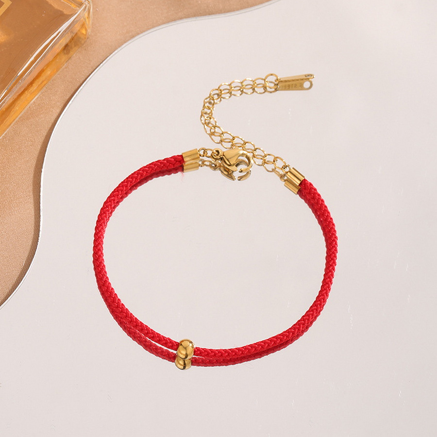 Minimalist Red String Bracelet with Fine Titanium Steel and a Gold Bead for Good Luck, Zodiac Year Bracelet, Best Friend Design, Trendy Hand Accessory