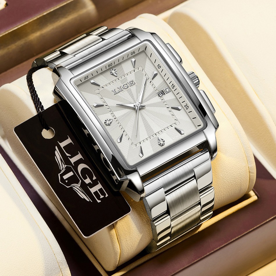 Fashionable and Simple Square Steel Band Quartz Watch Men's Large Dial Middle-Aged and Elderly Watch Temperament Domestic Watch Wholesale