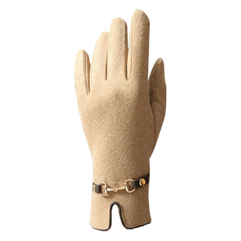 New German velvet gloves women's winter fleece-lined warm Korean version of cute cold-proof touch screen gloves riding driving factory wholesale
