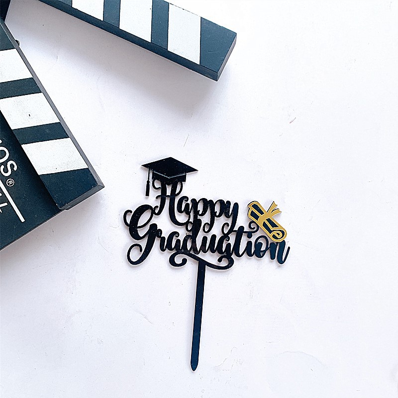 Picture of Acrylic Graduation Season Cake Decoration Insert Student Graduation Ceremony Cake Insert Flag Internet Celebrity Cake Decoration
