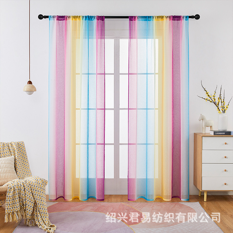 Picture of Keqiao factory New Amazon rainbow soft gauze curtain door curtain zebra curtain curtain cross-border screen curtain curtain
