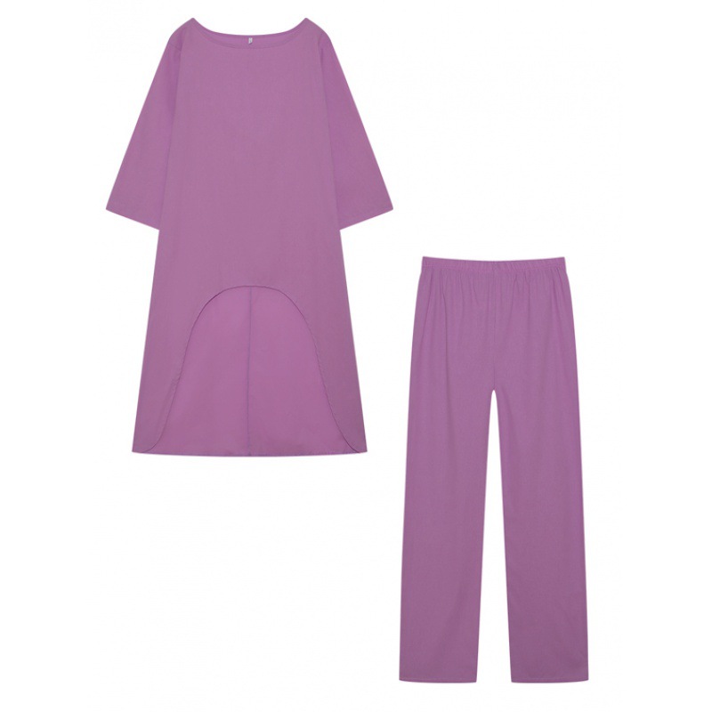 Picture of 2023 European and American New Women's Cotton and Linen Fashion Casual plus size Irregular Long-sleeved suit Wide-leg Pants Two-piece Set