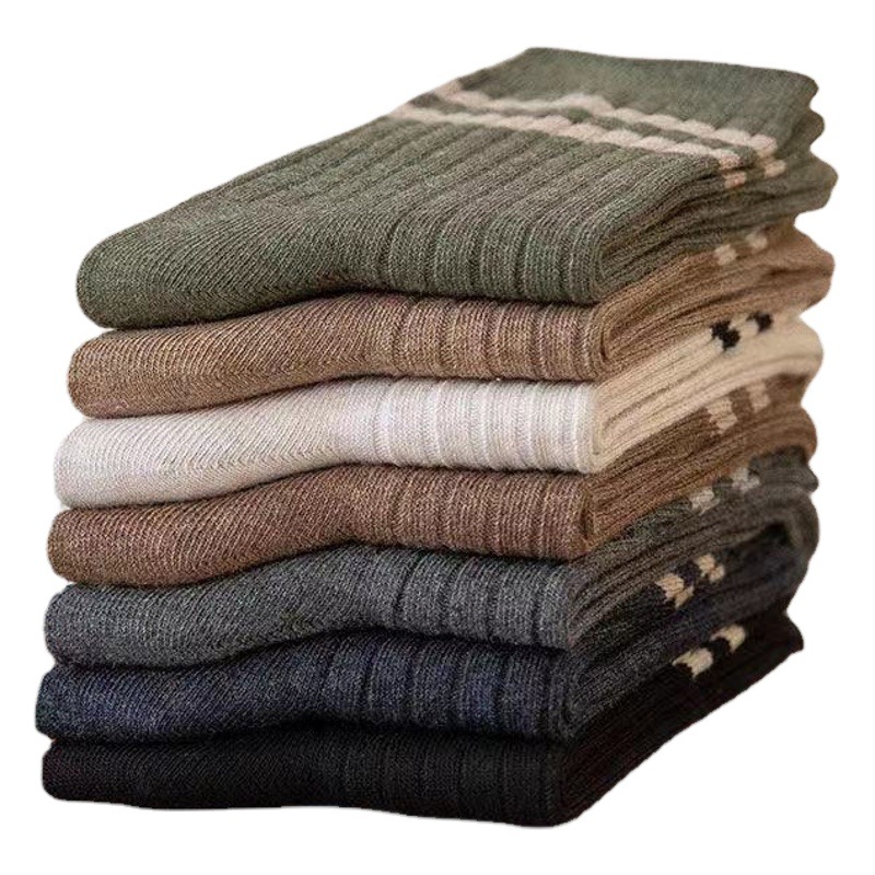 Socks Men's Spring and Summer Mid-Calf Socks Long Socks Breathable Sweat-Absorbent Deodorant Trendy Versatile Men's Cotton Socks Manufacturer Wholesale