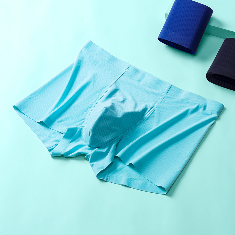 Men's Underwear Double-Layer Breathable Seamless Summer Thin Underwear Men's Four-Corner Ice Silk Boxer Shorts Trendy Head Underpants