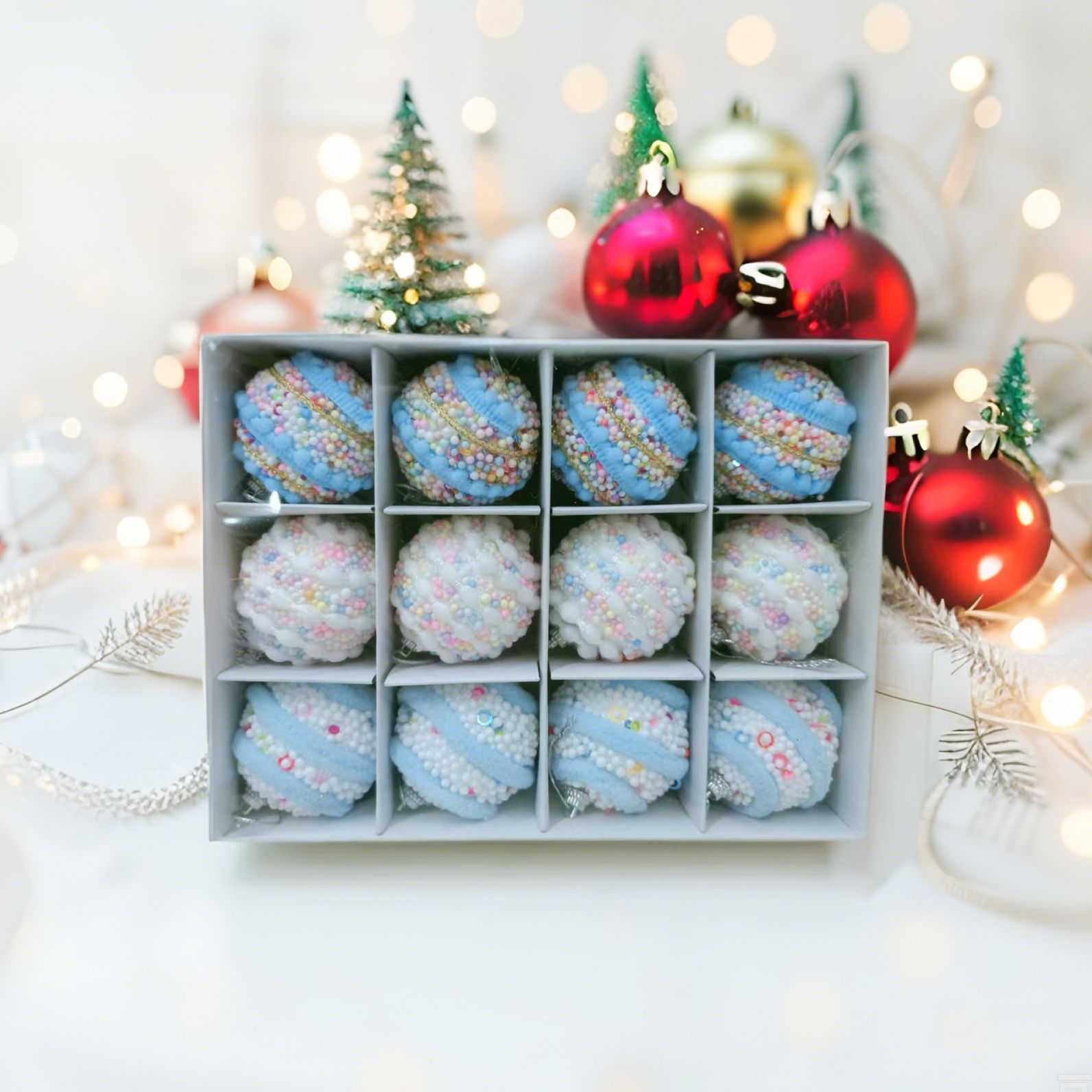 Cross-Border Spot Christmas Decorations Creative Macaron Foam 6cm Colorful Ball Christmas Ball Gift Christmas Tree