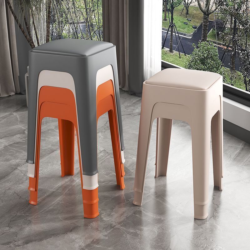 Picture of Plastic stool for home use thickened adult sturdy living room dining table eating non-slip stool can be stacked simple high stool bench