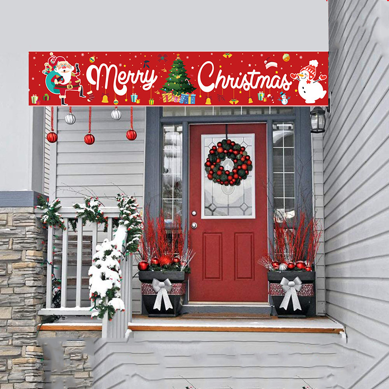 Picture of Cross-Border Spot Christmas Banner Background Christmas Flag Door Curtain Holiday Party Flag Background Cloth in Stock