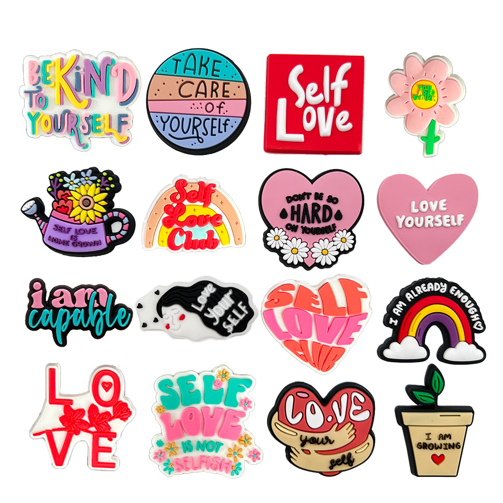 suit self-care love yourself series hole shoes decorative buckle corc shoes flower shoe buckle