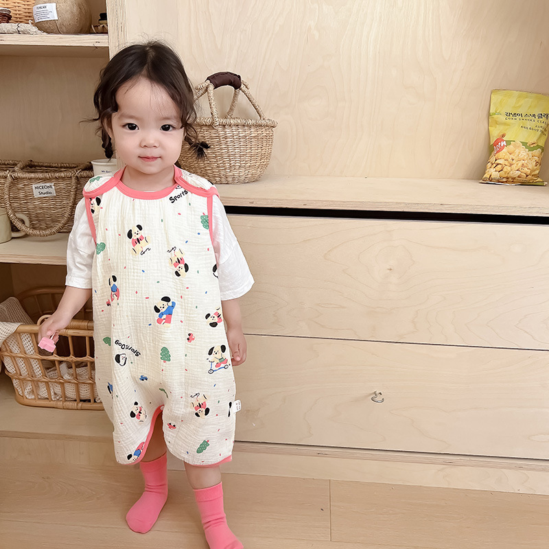 Picture of Baby Vest Sleeping Bag Summer Thin Gauze Pure Cotton Baby Kick-proof Sleeveless Children's Pajamas Air-conditioned Room Anti-cold