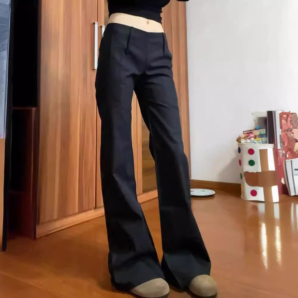 Micro-Flared Suit Pants for Women 2024 Spring & Fall New Casual Wide-Leg Pants Fashionable High-Waisted Straight Floor-Length Pants