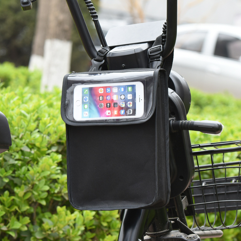 Electric Car Hanging Bag Stereo Bicycle Front Storage Bag Electric Car Hanging Pocket Mobile Phone Bag Touch Screen Hanging Bag Storage Bag