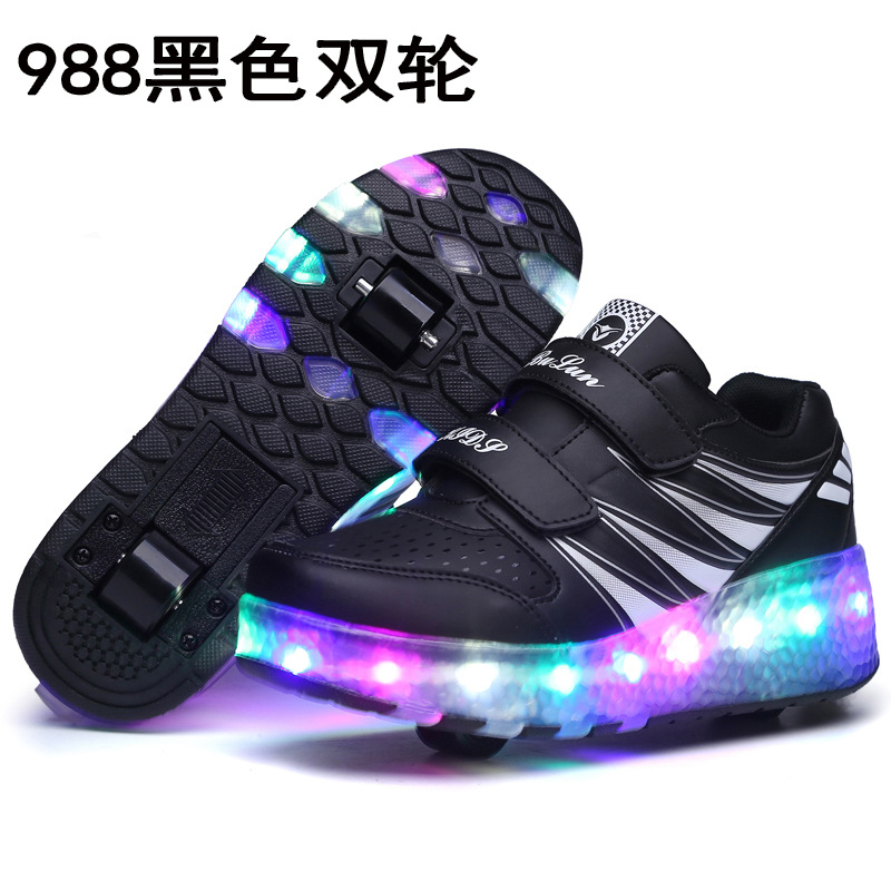 Picture of Cross-border foreign trade heywalk shoes for boys and girls four-wheel double-wheel LED flashing light luminous automatic invisible pulley skates