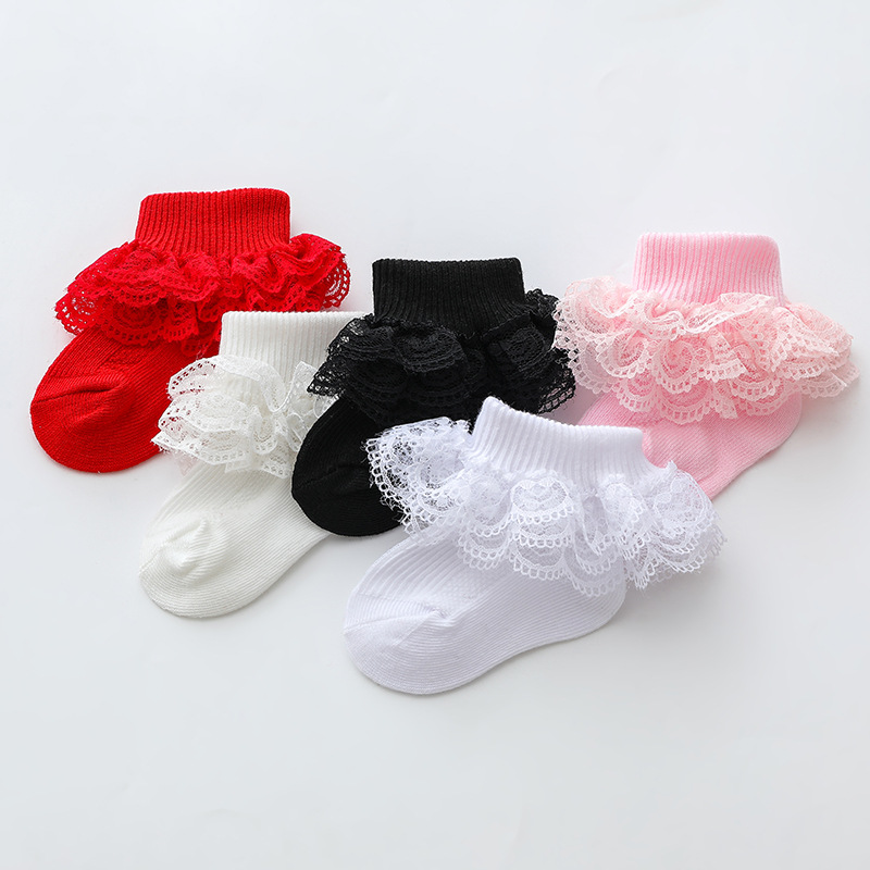 Picture of 2022 Spring and Autumn Children's Lace Socks Girls Lace Princess Socks Baby Cotton Socks Girls Dance Socks Kids