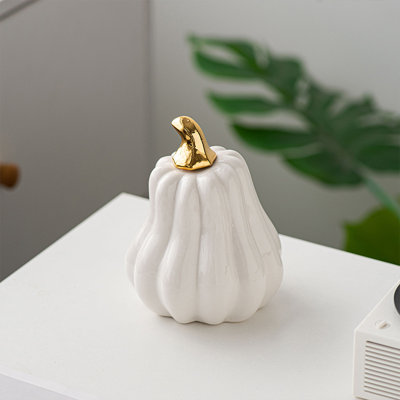 Picture of Nordic creative white ceramic pumpkin decoration desktop decoration home decoration Halloween gift