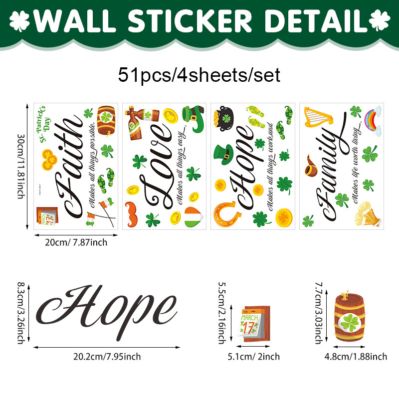 Picture of New Irish Festival Window Decorative Stickers Home Bedroom Cabinet Decorative Quotations St Patrick's Wall Stickers
