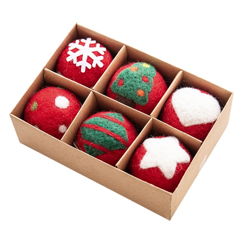 NUCHI Cross Border Christmas Decoration Wool Felt Snowflake Christmas Tree Decoration Ball Small Pendant Christmas Decoration Hanging Ornament