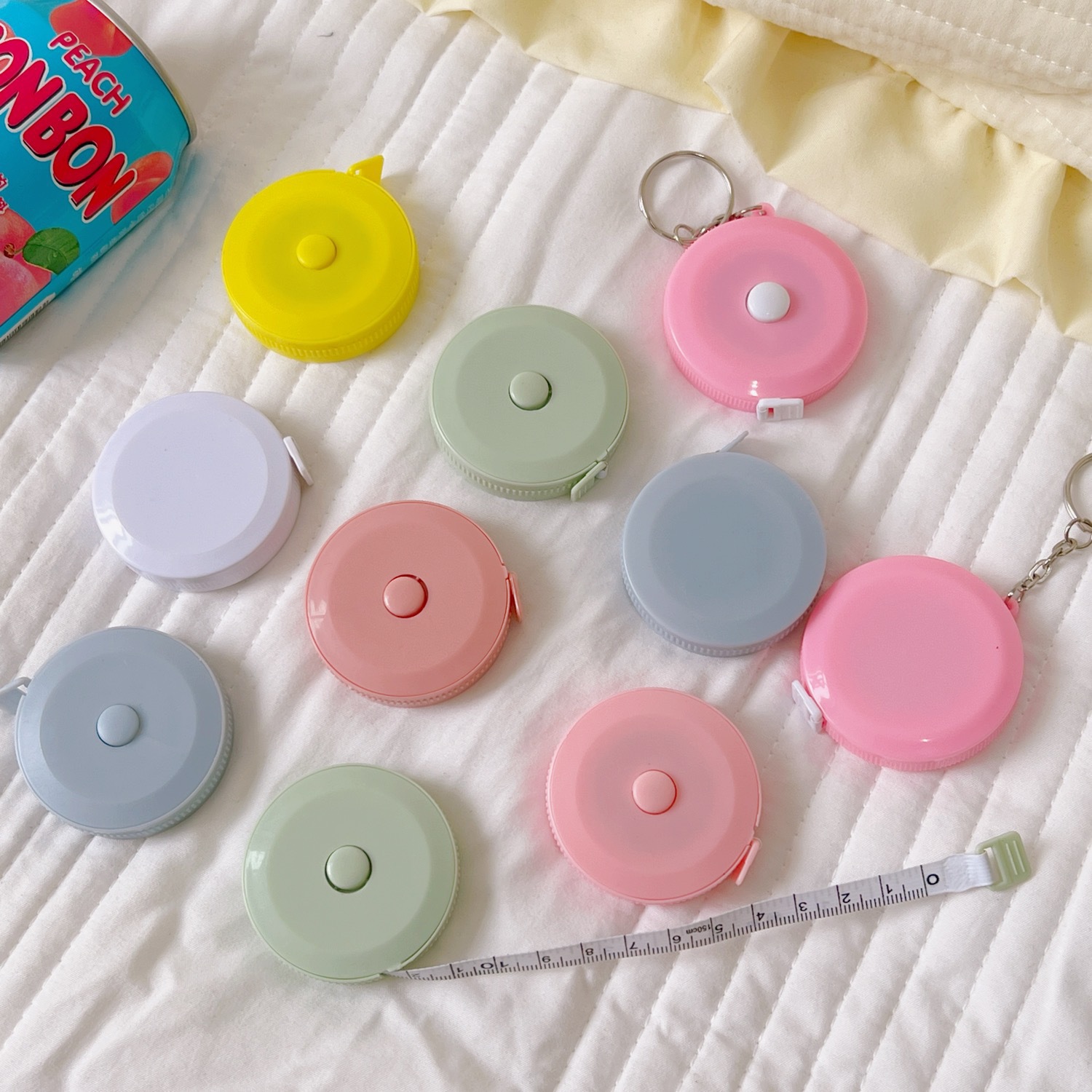 Picture of Mini portable tape measure measuring clothes 1.5m tape measure waist circumference hip circumference cute cartoon measuring three circumference ruler soft ruler students