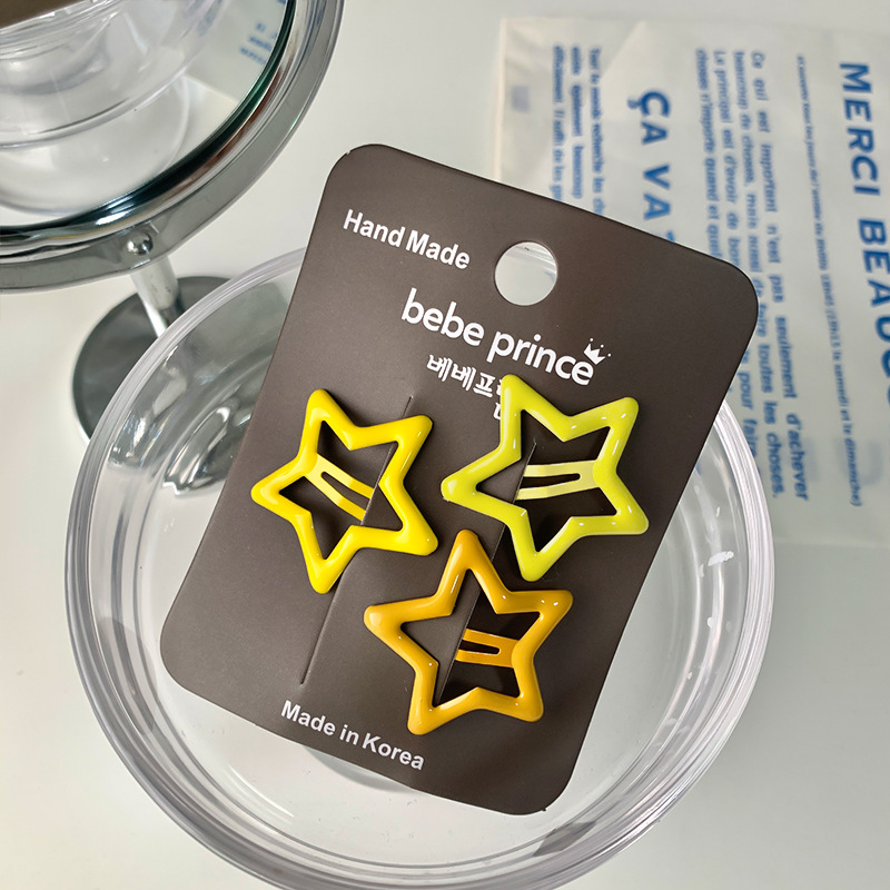 Picture of New color star hairpin suit multi-color series sweet not hurt hair side clip five-pointed star cute broken hairpin BB clip