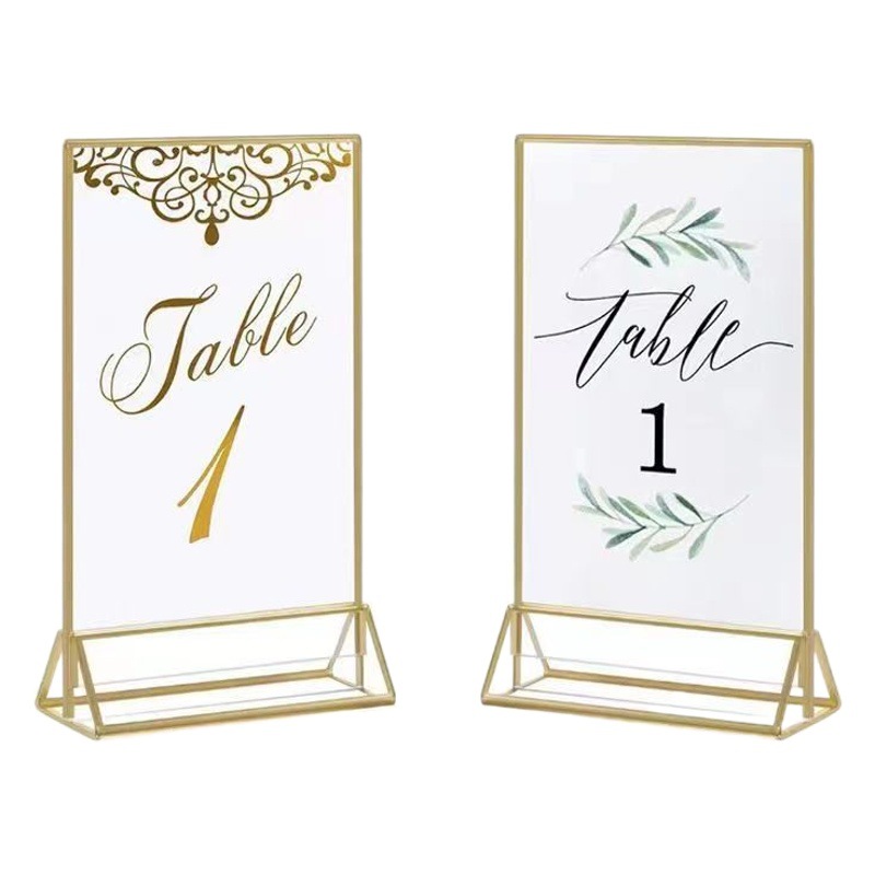 Modern simple acrylic wedding table card table card transparent golden edge display stand wine card table photo frame