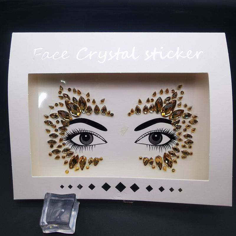Picture of Internet Celebrity DIY Face Stickers, Eyebrow Stickers, Acrylic Accessories, Colorfulful Forehead Decoration, Masquerade Face Rhinestone Stickers