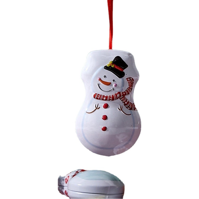 New foreign trade cute cartoon Christmas tinplate box Santa Claus with rope portable box candy snack box