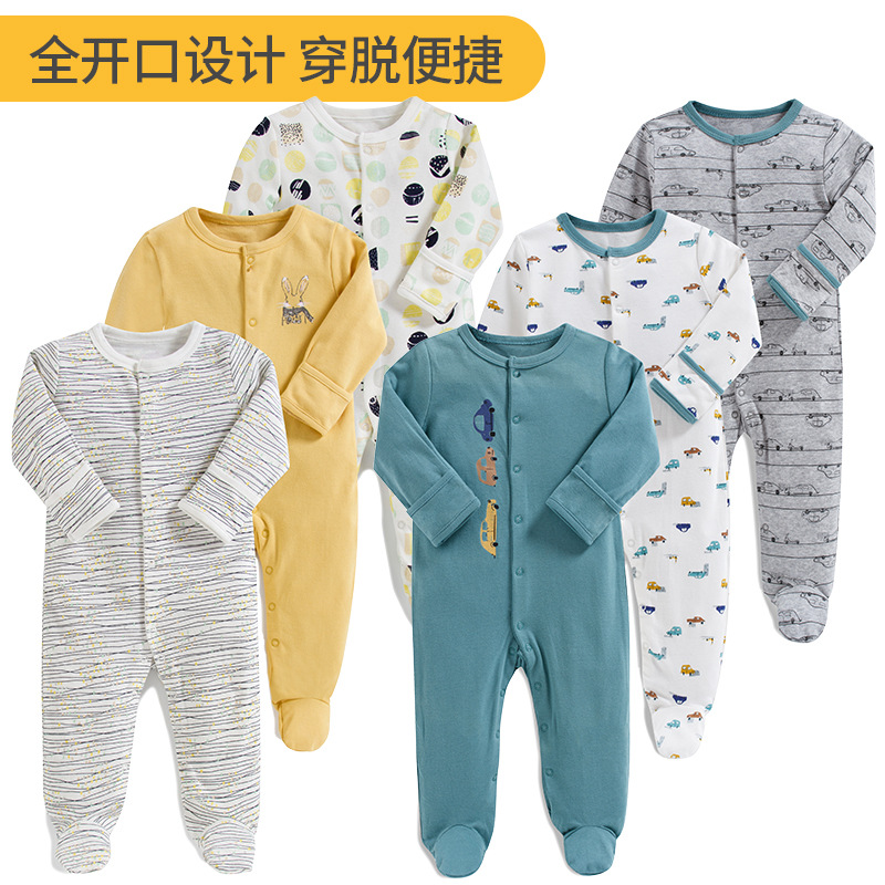 Picture of Baby's jumpsuit spring, summer, autumn and winter 0-12 months newborn's pure cotton Harbin clothes baby's base long crawling clothes
