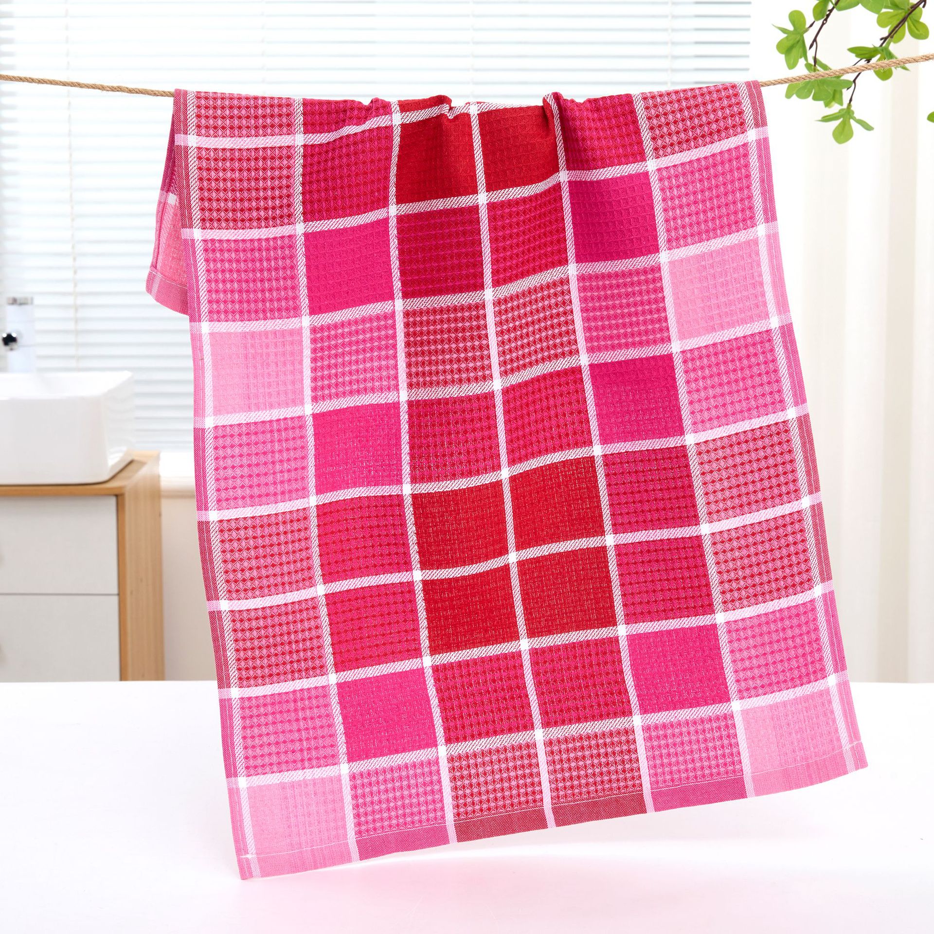 Picture of Cross-border supply waffle embroidered household kitchen cleaning cloth absorbent not easy to shed hair scouring cloth manufacturers wholesale