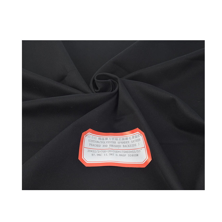 Cotton-Polyester Stretch Satin 70D Cotton-Polyester Brushed Front Brushed Back Fleece Pants Material Brushed Four-Way Stretch Workwear Fabric